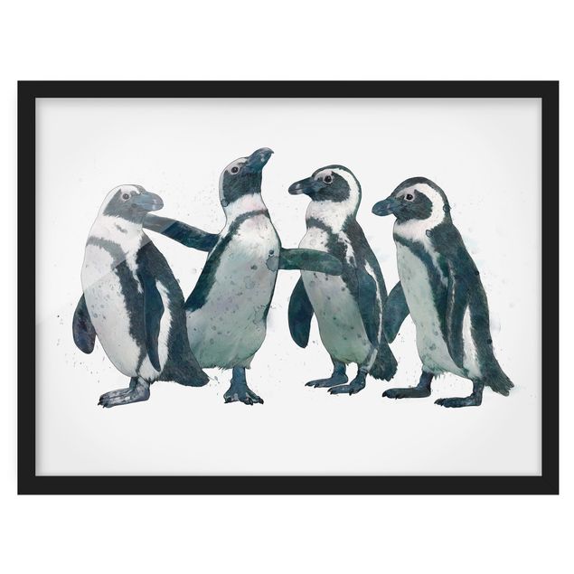 Obrazy w ramie do kuchni Ilustracja pingwinów czarno-biały Akwarela