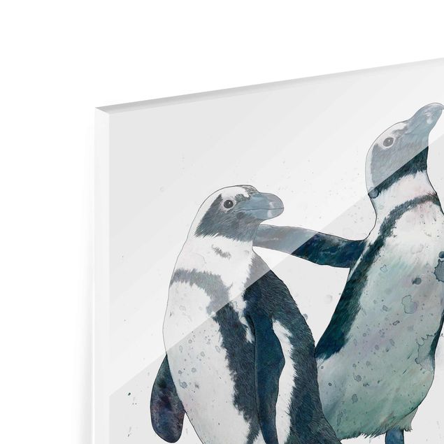 Zwierzęta obrazy Ilustracja pingwinów czarno-biały Akwarela