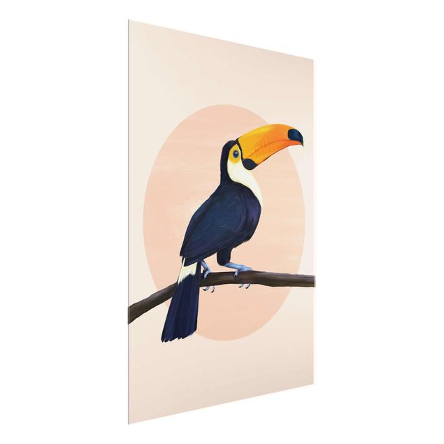 Obrazy na szkle zwierzęta Ilustracja ptak tukan malarstwo pastelowe