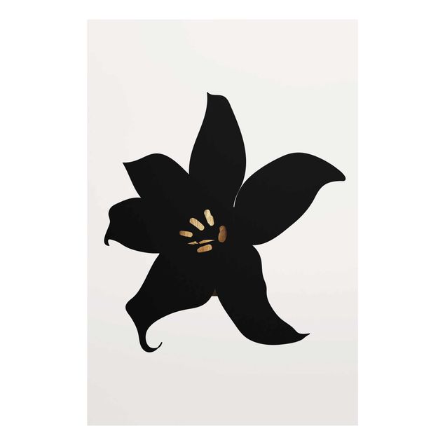 Obrazy do salonu Graficzny świat roślin - Orchidea czarno-złota