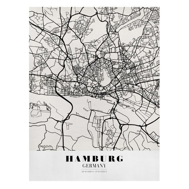 Obrazy powiedzenia Mapa miasta Hamburg - Klasyczna