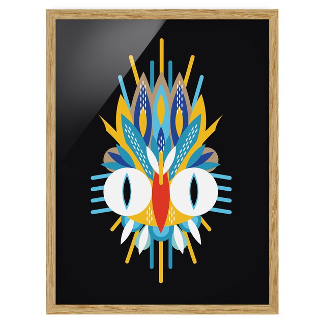 Obraz indianin Kolaż Etno Maska - Ptasie pióra