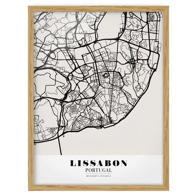 Obrazy w ramie do kuchni City Map Lisbon - Klasyczna