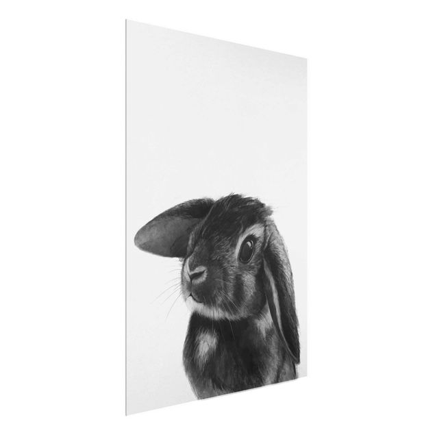 Obrazy na szkle zwierzęta Ilustracja królik czarno-biały rysunek