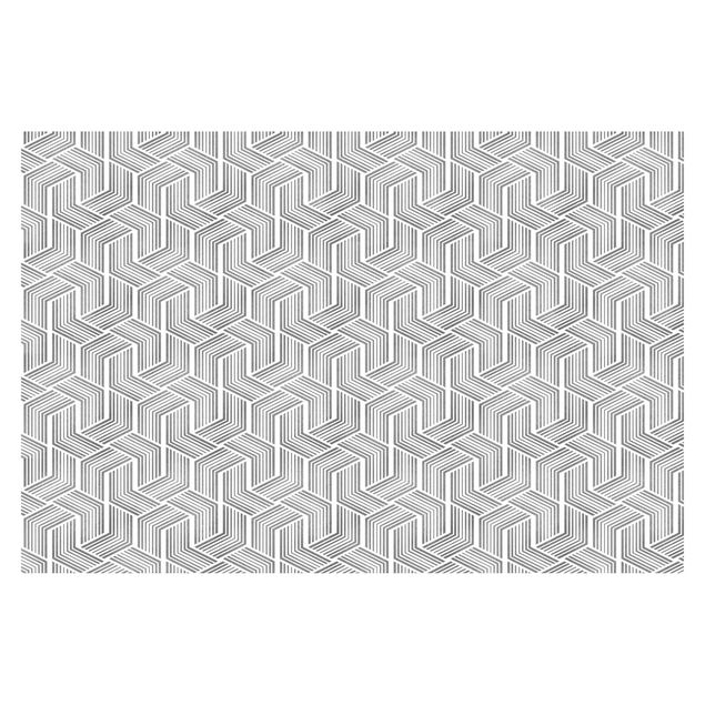 Tapeta - 3D wzór z paskami w kolorze srebrnym