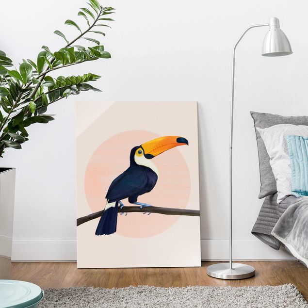 Obrazy na szkle artyści Ilustracja ptak tukan malarstwo pastelowe