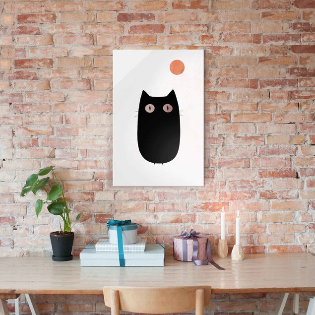 Obrazy na szkle portret Ilustracja czarnego kota
