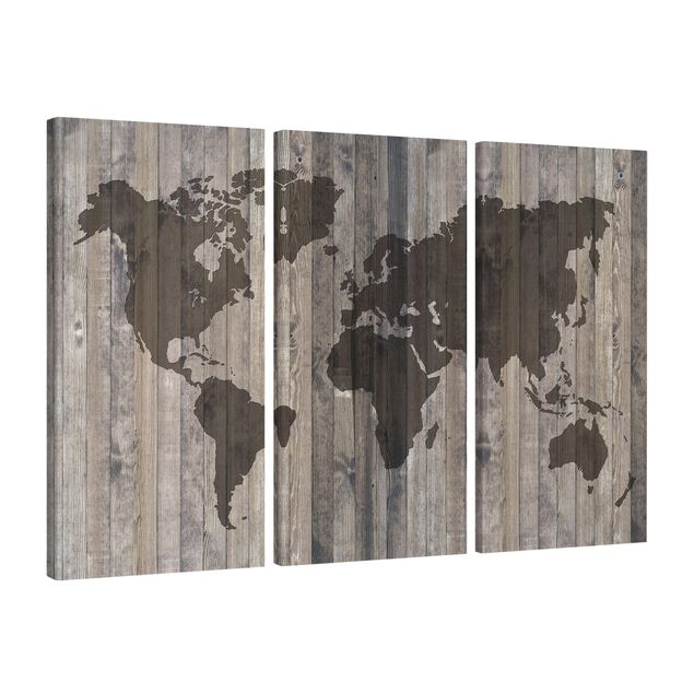 Obrazy mapy Mapa świata z drewna