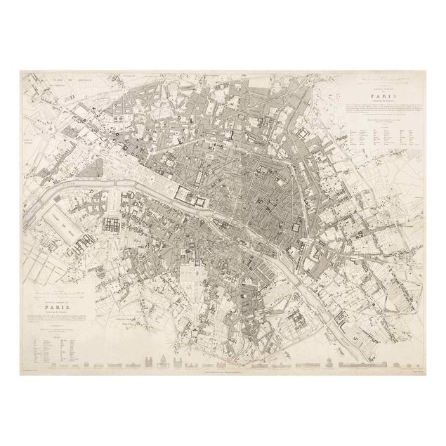 Obrazy na szkle mapy Mapa miasta w stylu vintage Paryż