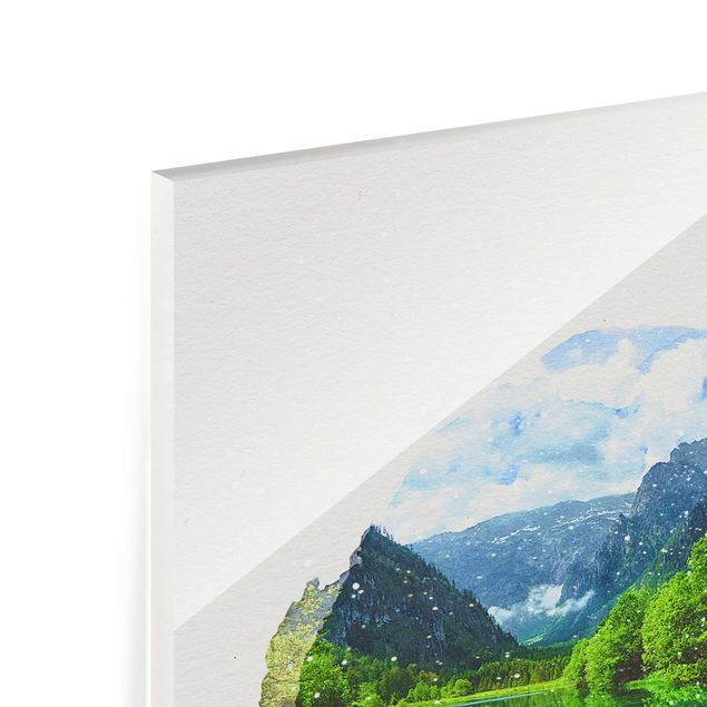 Obrazy nowoczesny Akwarele - Jezioro górskie z odbiciem
