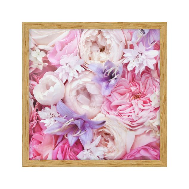 Obrazy w ramie do kuchni Róże w stylu shabby z kwiatami dzwonków
