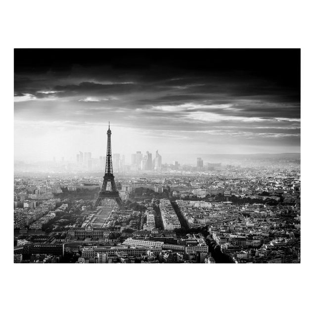 Obrazy na płótnie Paryż Wieża Eiffla z góry, czarno-biała