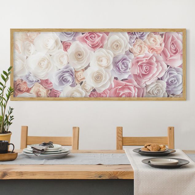 Dekoracja do kuchni Pastelowe papierowe róże artystyczne