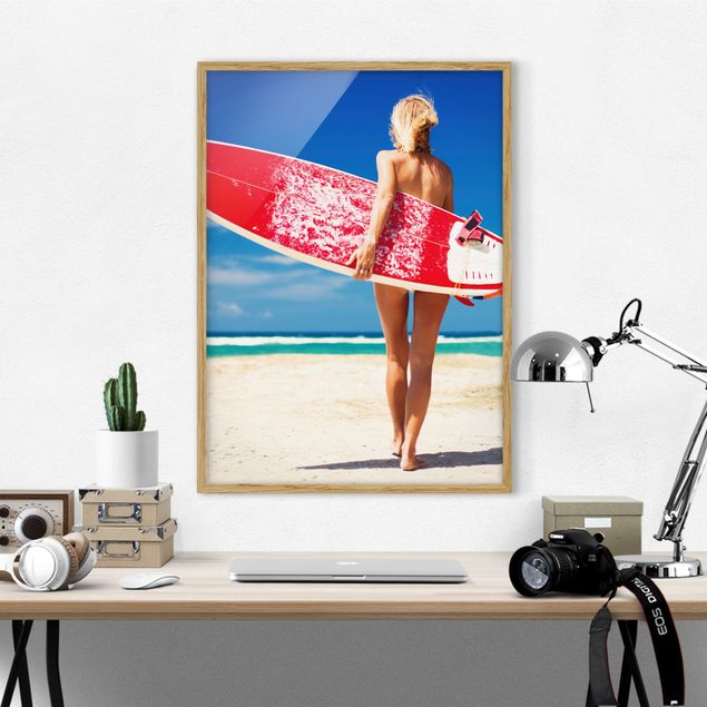 Obrazy w ramie krajobraz Dziewczyna-surferka