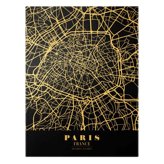 Czarno białe obrazki Mapa miasta Paris - Klasyczna Black