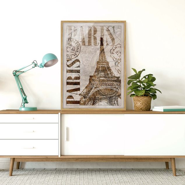 Obrazy paryża Kolaż w stylu shabby chic - Paryż