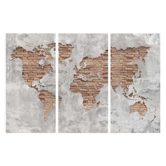 Obraz shabby chic Mapa świata Shabby Concrete Brick