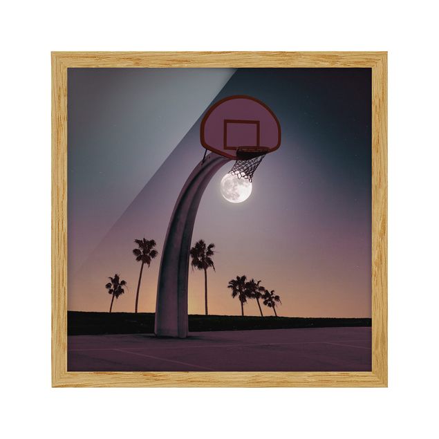 Obrazy w ramie do łazienki Basketball z księżycem