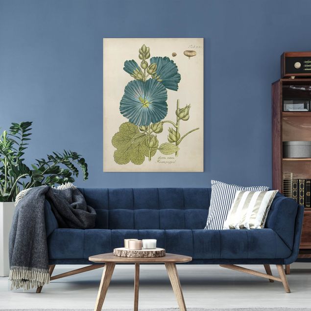 Obrazy na płótnie róże Botanika w stylu vintage z topolą z niebieską różą