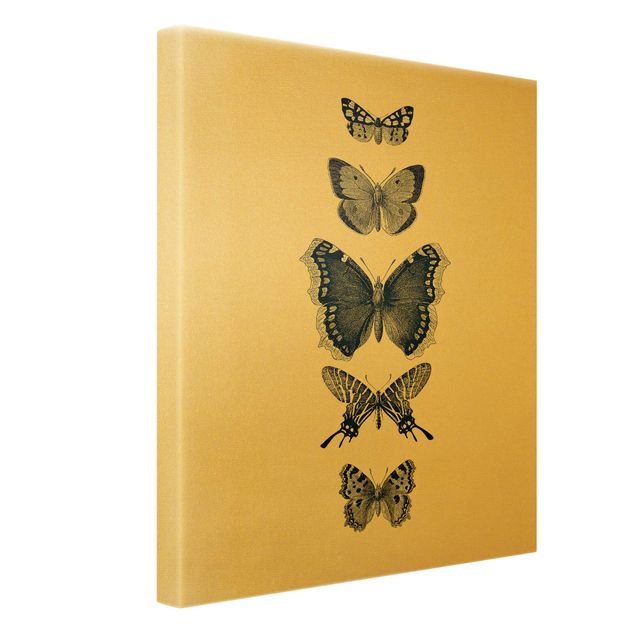 Obrazy na płótnie zwierzęta Motyle z atramentu na beżowym tle