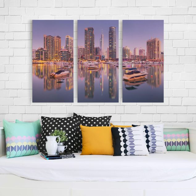 Obrazy do salonu nowoczesne Dubai Skyline and Marina