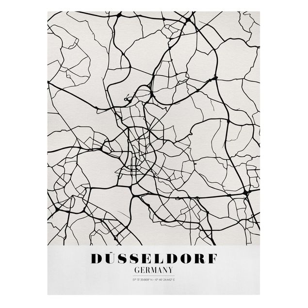 Czarno białe obrazy Mapa miasta Düsseldorf - Klasyczna
