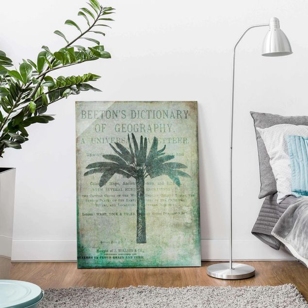 Obrazy na szkle krajobraz Kolaż w stylu vintage - antyczne drzewo palmowe