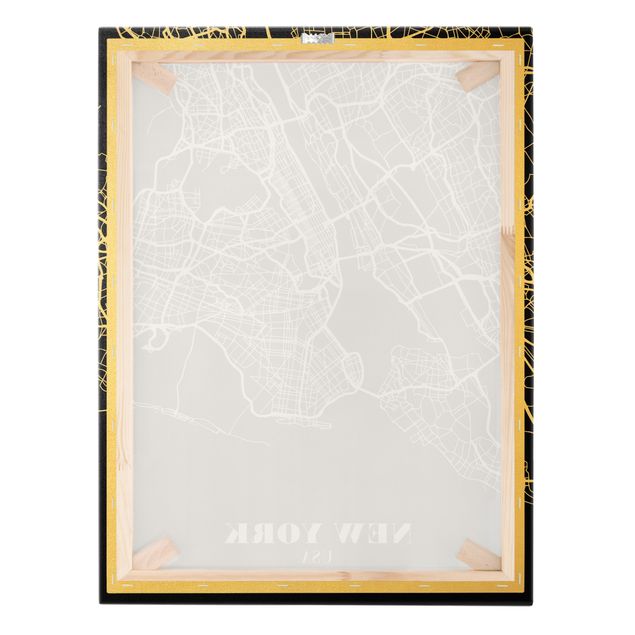 Obrazy mapy Mapa miasta Nowy Jork - Klasyczna czerń