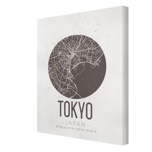 Obrazy z napisami Mapa miasta Tokio - Retro