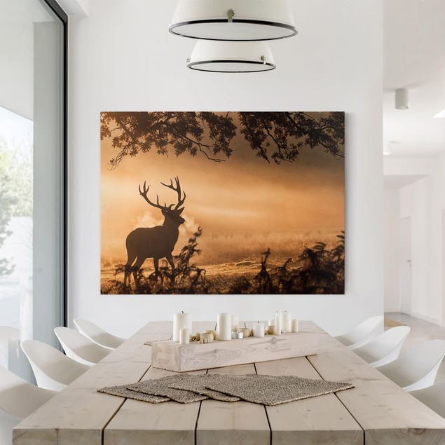 Obrazy nowoczesne Jeleń w zimowym lesie