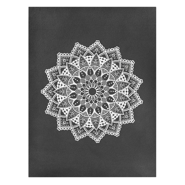 Obrazki czarno białe Mandala Ilustracja Ornament biały czarny
