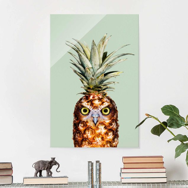 Zielony obraz Ananas z sową