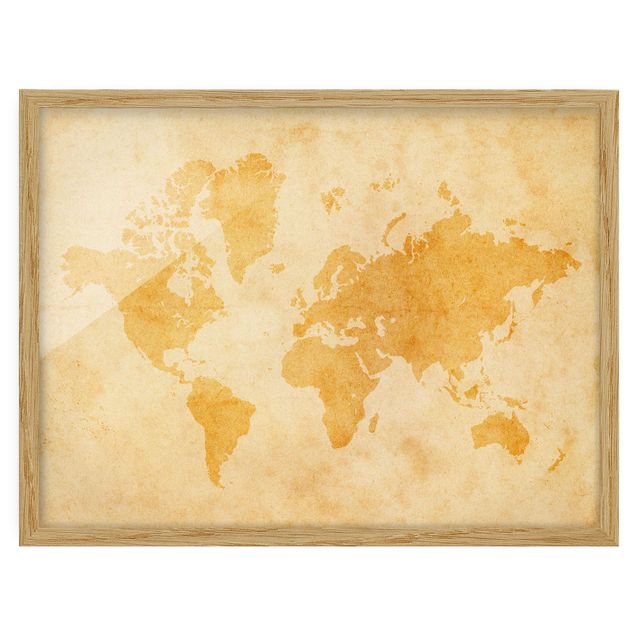 Obrazy w ramie do kuchni Mapa świata w stylu vintage