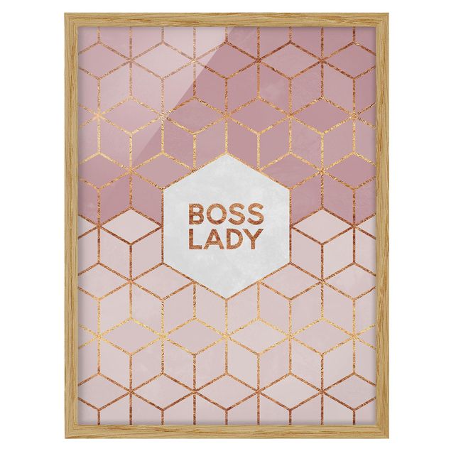 Obrazy w ramie do łazienki Boss Lady Hexagons Pink