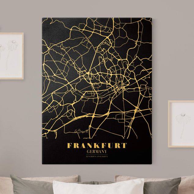 Obrazy powiedzenia Mapa miasta Frankfurt - Klasyczna czerń