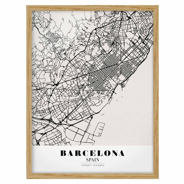 Obrazy w ramie do kuchni City Map Barcelona - Klasyczna