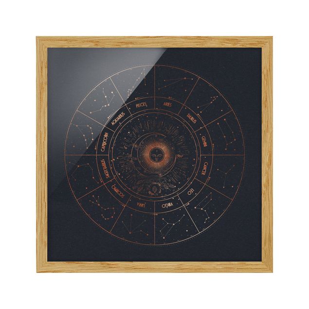 Obrazy w ramie do kuchni Astrologia 12 znaków zodiaku Niebieskie złoto