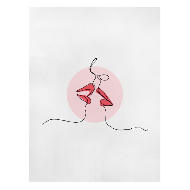 Obrazy nowoczesny Line Art Lips Kiss