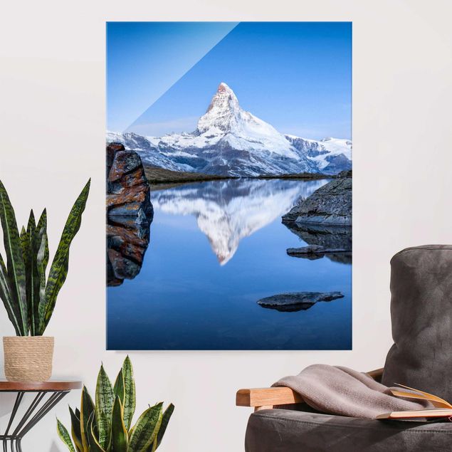 Obrazy na szkle architektura i horyzont Jezioro Stelli przed Matterhornem