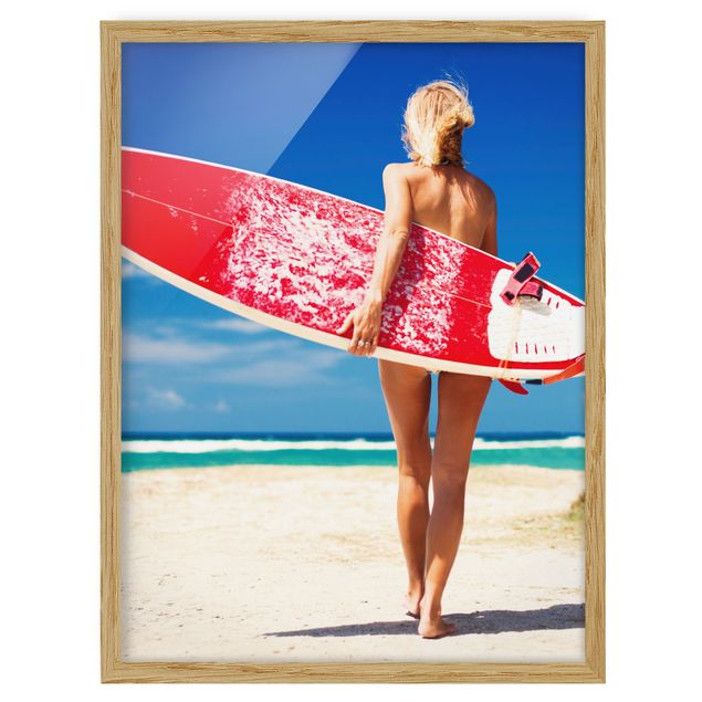 Obrazy w ramie do korytarzu Dziewczyna-surferka