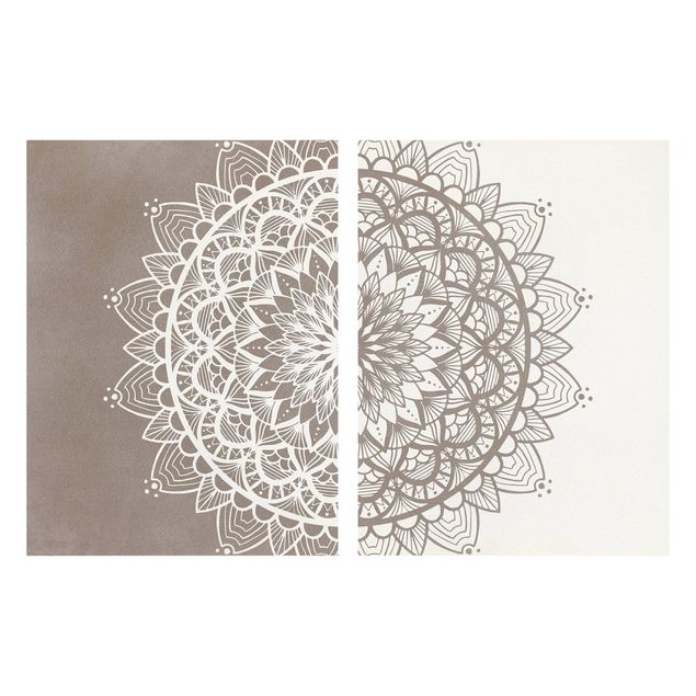 Obraz mandala Mandala Ilustracja shabby zestaw beżowo-biały