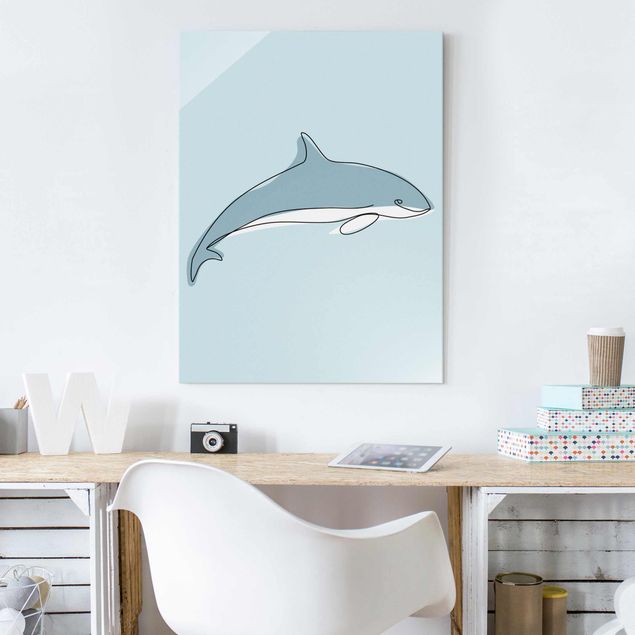 Obrazy nowoczesny Dolphin Line Art