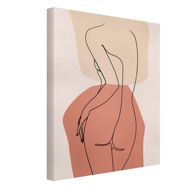 Obrazy nowoczesne Line Art Woman Back Brązowy
