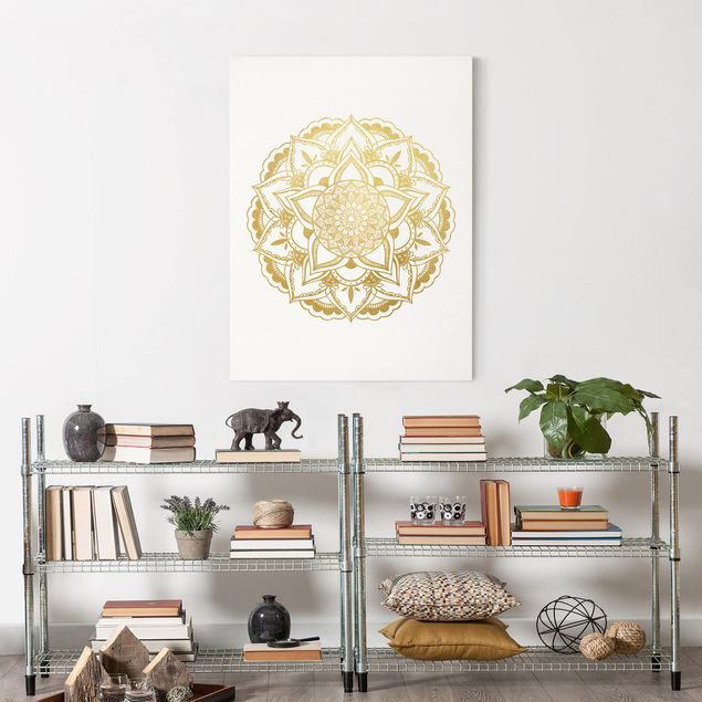 Obrazy duchowość Mandala Ilustracja Ornament z białego złota