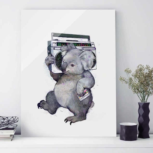Obrazy góry Ilustracja Koala z radiem Malowanie