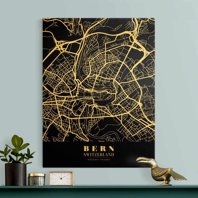 Obrazy powiedzenia Mapa miasta Berno - Klasyczna czerń