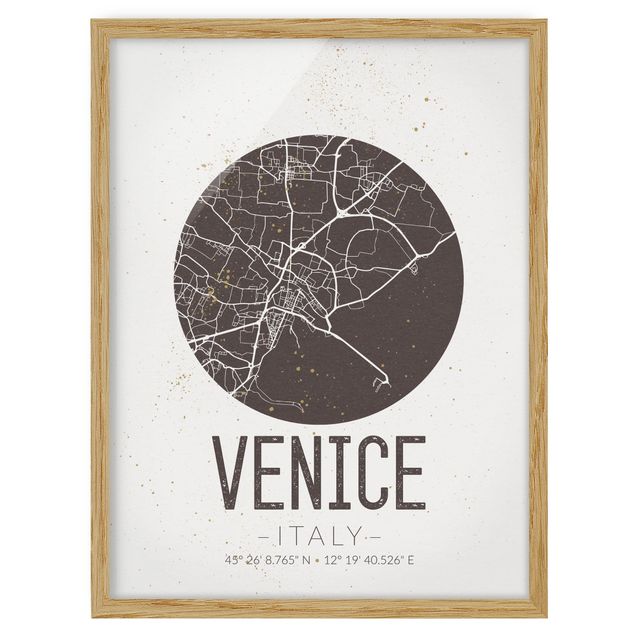 Obrazy w ramie do kuchni Mapa miasta Wenecja - Retro