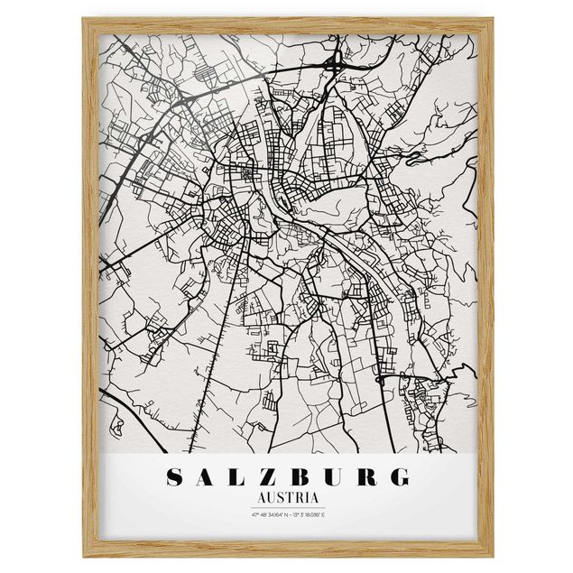 Obrazy w ramie do kuchni City Map Salzburg - Klasyczna