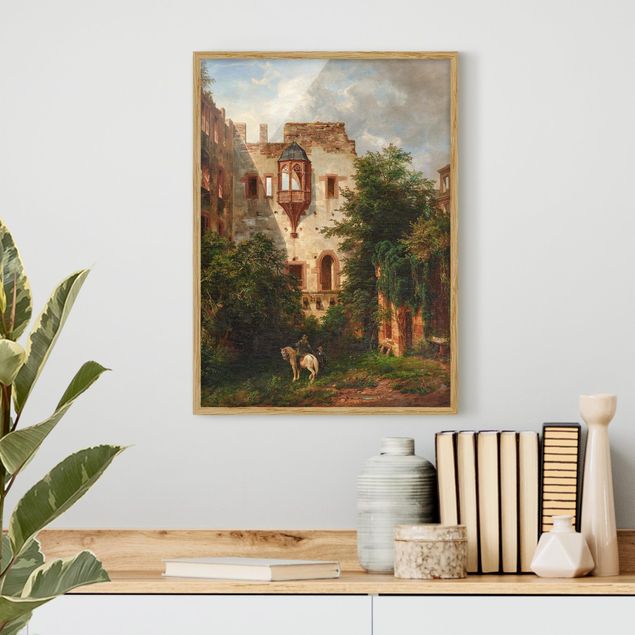 Obrazy w ramie artystyczne Carl Ludwig Fahrbach - Na dziedzińcu zamku w Heidelbergu