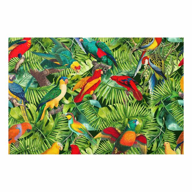 Obrazy zwierzęta Kolorowy kolaż - Papugi w dżungli